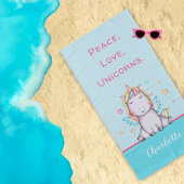 キュートベビーユニコーンティール（緑がかった色）パーソナライズされたビーチタオル ビーチタオル