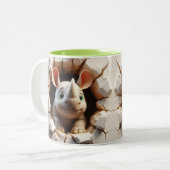 キュートベビーライノセロスホットココアコーヒー動物 ツートーンマグカップ (正面左)