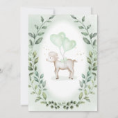 キュートベビーラムグリーンリーリースニュートラルシャワー 招待状 (裏面)