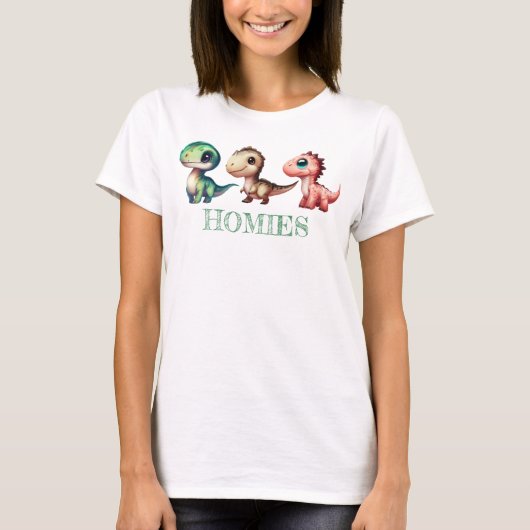 キュートベビー恐竜イラストレーション Tシャツ (正面)