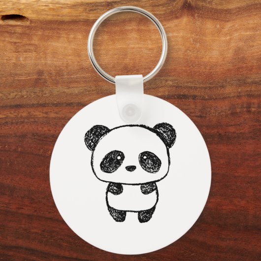 キュートベビー描パンダin木炭#3 キーホルダー (正面)