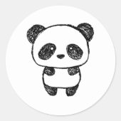 キュートベビー描パンダin木炭#3 ラウンドシール (正面)