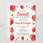 キュートベリースイーツベビーストロベリーベビーシャワー 招待状 (正面)