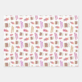 キュートベリースイートバンニーズピンクホワイトブルー誕生日 ラッピングペーパーシート (正面2)