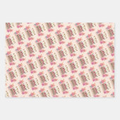 キュートベリースイートバンニーズピンクホワイトブルー誕生日 ラッピングペーパーシート (正面)