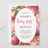 キュートベリーファーストストロベリー1st誕生日パーティー 招待状 (正面)