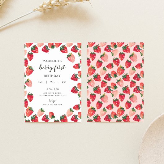 キュートベリーファースト誕生日招待状 招待状