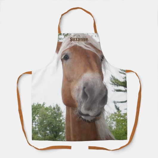 キュートベルギーベ荷車を引くンホース顔パーソナライズされた エプロン (正面)