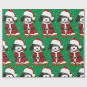 キュートベルネードルドッグサンタポーズラッピング紙 ラッピングペーパー (フラット)