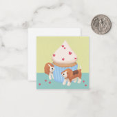 キュートベーグル&カップケーキイラストレーション ノートカード (正面/裏面インサイチュ)