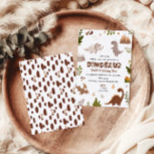 キュートベージュウォータースカラー恐竜誕生日招待状 招待状