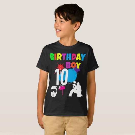 キュートペイントボールカラフル誕生日ボーイカスタム Tシャツ (正面フル)