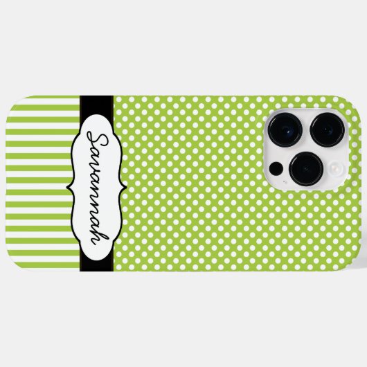 キュートペパーソナライズされたポッドライムストライプと水玉模様 Case-Mate iPhoneケース (裏面 (横))