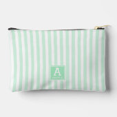 キュートペパーミントグリーンストライプイニシャル アクセサリーポーチ (裏面)