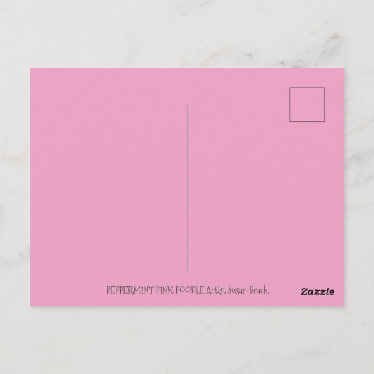 キュートペパーミントピンクプードル及びスノーグローブ雪だるま ポストカード (裏面)