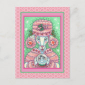 キュートペパーミントピンクプードル及びスノーグローブ雪だるま ポストカード (正面)