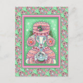 キュートペパーミントピンクプードル及びスノーグローブ雪だるま ポストカード (正面)