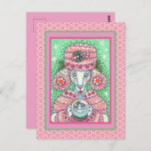 キュートペパーミントピンクプードル及びスノーグローブ雪だるま ポストカード (正面/裏面)