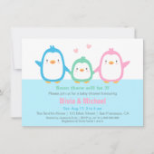 キュートペンカラフルギンベビーシャワー招待状 招待状 (正面)