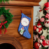 キュートペンギンとスノーフレークモノグラムのストッキング スモールクリスマスストッキング