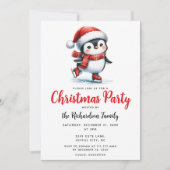 キュートペンギンアイススケーターフェスティバルクリスマス 招待状 (正面)