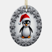 キュートペンギンインクリスマスハットフェスティバル雪片 セラミックオーナメント (右)