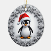キュートペンギンインクリスマスハットフェスティバル雪片 セラミックオーナメント (左)