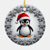 キュートペンギンインクリスマスハットフェスティバル雪片 セラミックオーナメント (裏面)