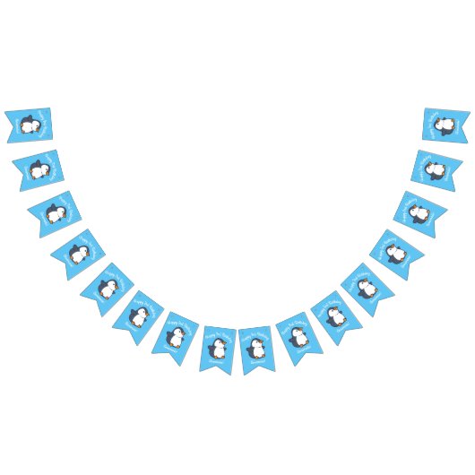 キュートペンギンウィンター子供の誕生日パーティー バンティングフラッグ (全)