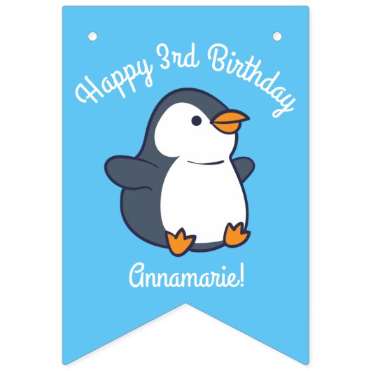 キュートペンギンウィンター子供の誕生日パーティー バンティングフラッグ (第3の旗)