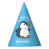 キュートペンギンウィンター子供の誕生日パーティー パーティーハット (正面)