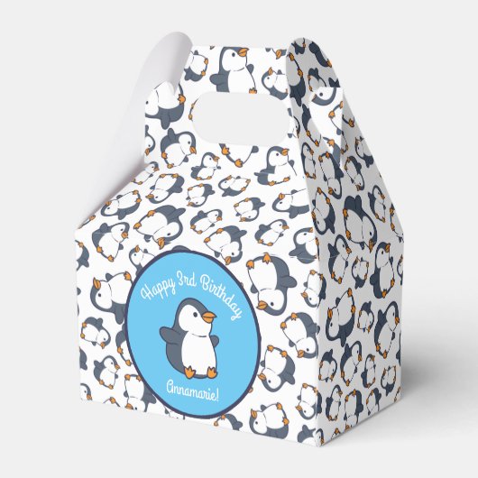 キュートペンギンウィンター子供の誕生日パーティー フェイバーボックス (裏面サイド)