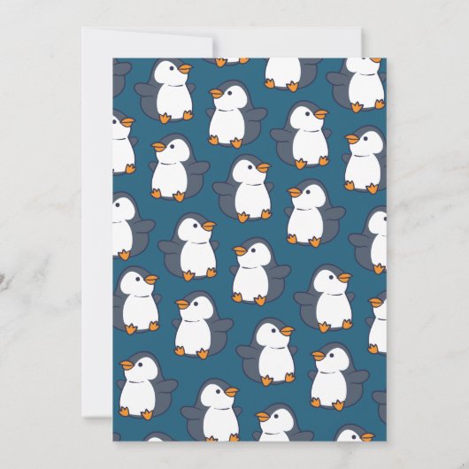 キュートペンギンウィンター子供の誕生日パーティー 招待状 (裏面)