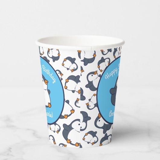 キュートペンギンウィンター子供の誕生日パーティー 紙コップ (右)