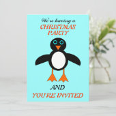 キュートペンギンカスタムクリスマスパーティー招待状 招待状 (スタンド正面)