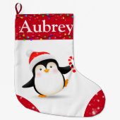 キュートペンギンキッズクリスマスストッキング ラージクリスマスストッキング (正面)