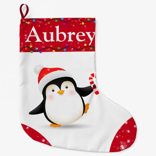 キュートペンギンキッズクリスマスストッキング ラージクリスマスストッキング (正面)