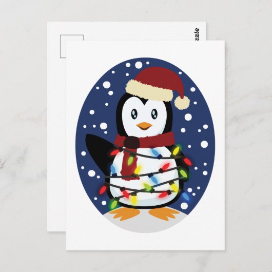 キュートペンギンクリスマスサンタ冬ホリデーギフト ポストカード (正面/裏面)