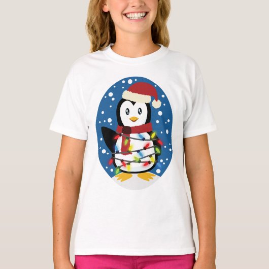 キュートペンギンクリスマスサンタ冬ホリデーギフト Tシャツ (正面)