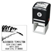 キュートペンギンクリフダイビングネーム差出人住所 セルフインキングスタンプ (インサイチュ)