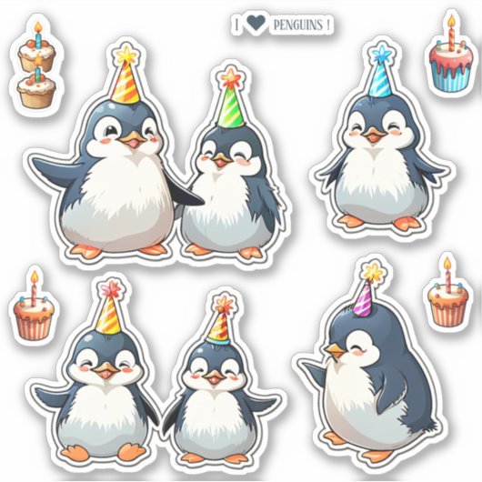 キュートペンギンススクラップブック誕生日 シール (正面)