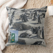 キュートペンギンズオンビーチ装飾用クッション クッション (ブランケット)