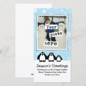 キュートペンギンズホリデイ |おもしろいファミリーフォトクリスマス シーズンカード (正面/裏面)