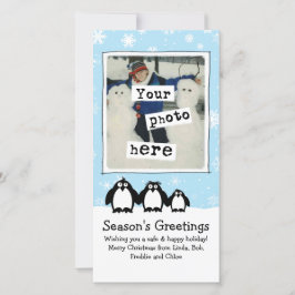 キュートペンギンズホリデイ |おもしろいファミリーフォトクリスマス シーズンカード