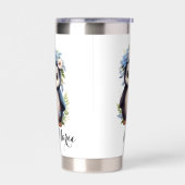 キュートペンギンズホワイト名前をカスタムする&イニシャル 保温保冷タンブラー (左面)