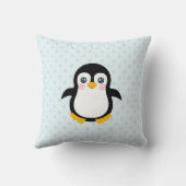 キュートペンギンデザインブルー水玉模様背景 クッション (裏面)