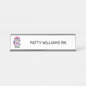 キュートペンギンナースピンクステソスコープカスタム デスクネームプレート (正面)