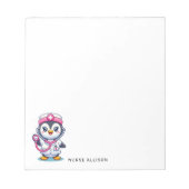 キュートペンギンナースピンクステソスコープカスタム ノートパッド (正面)