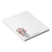 キュートペンギンナースピンクステソスコープカスタム ノートパッド (アングル)