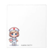 キュートペンギンナースピンクステソスコープカスタム ノートパッド (正面)